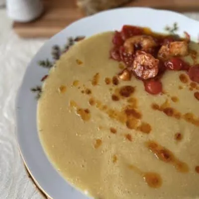 Крем-суп из красной чечевицы с креветками - рецепт с фото