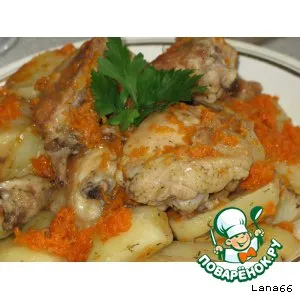 Рецепт: Куриные бедра с овощами в рукаве