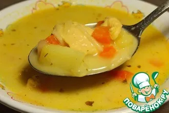 Рецепт: Куриный сливочный суп с лапшой