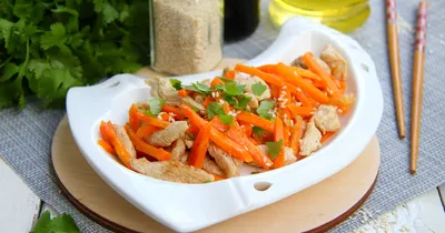 Салат курица и корейская морковь без майонеза