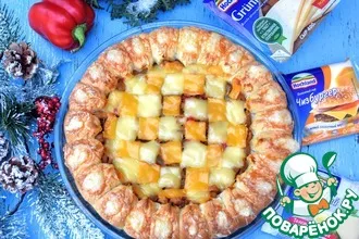 Рецепт: Пирог с курицей, ананасами и сыром
