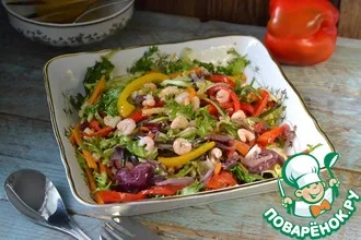 Рецепт: Салат из запеченных овощей и креветок