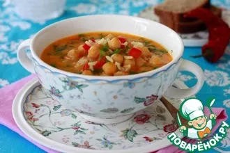 Рецепт: Острый кокосовый суп с нутом, рисом и карри