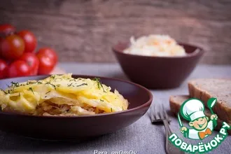 Рецепт: Картофельная запеканка с квашеной капустой