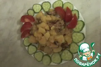 Рецепт: Картофель с копчеными ребрышками