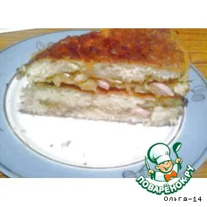 Рецепт: Кабачковый пирог с капустой и сосисками