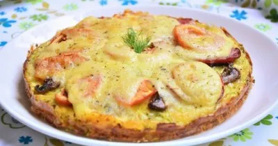 Закусочный пирог с помидорами сыром и кабачками