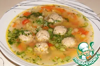 Рецепт: Суп с фрикадельками из консервированной горбуши