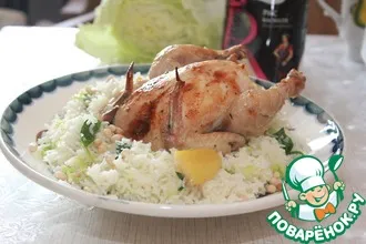 Рецепт: Цыпленок и ароматный рис со шпинатом и савойской капустой