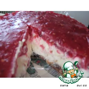 Рецепт: Творожный торт-десерт с желе из красной смородины