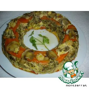 Рецепт: Запеканка овощная с креветками и грибами