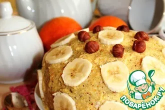 Рецепт: Апельсиновый торт с орехами и бананом постный