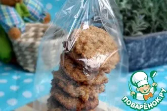 Рецепт: Постное овсяное печенье с грецкими орехами