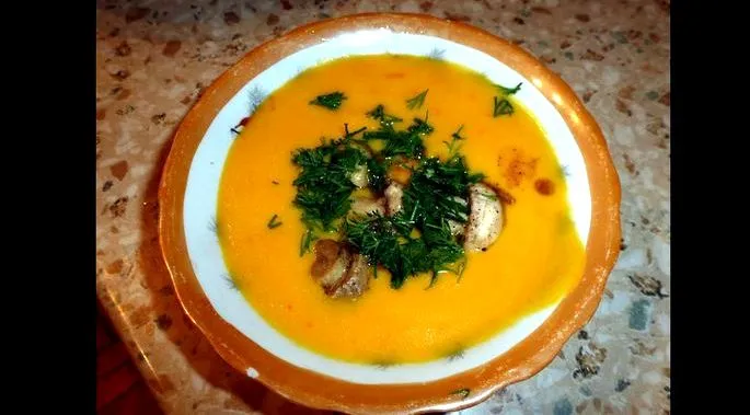Тыквенный суп пюре от юлии высоцкой растительного, 100 миллилитров сливок, ложку