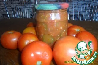 Рецепт: Огурцы в томатной заливке