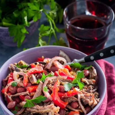 Салат «Тбилиси» с фасолью и говядиной - рецепт с фото