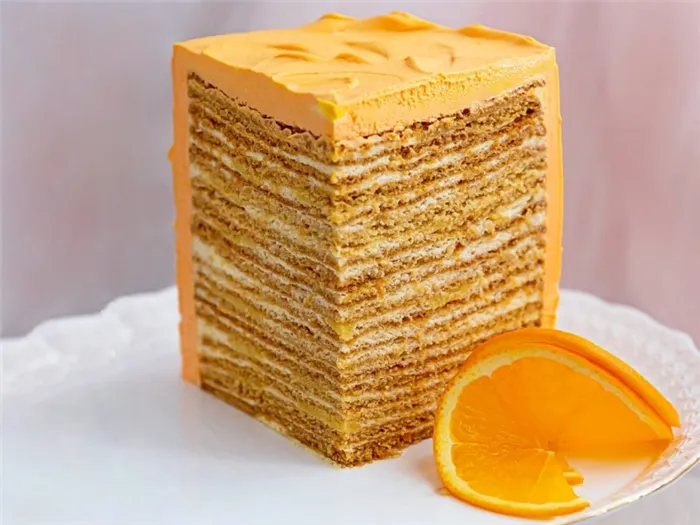 Торт Медовик с апельсиновым курдом