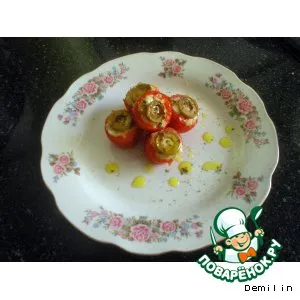 Рецепт: Запеченые помидоры, фаршированные сыром фета