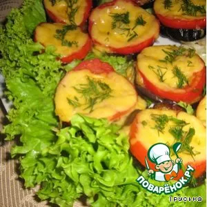 Рецепт: Баклажаны, запеченные с помидорами и сыром