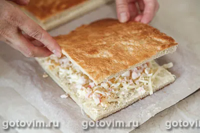 Закусочный торт с крабовыми палочками «Снежный краб» VIČI, Шаг 06