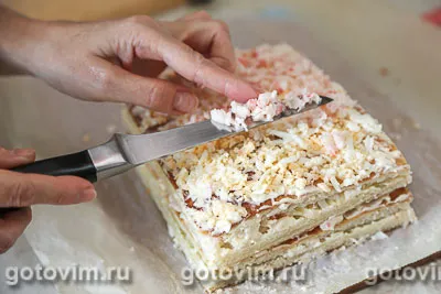 Закусочный торт с крабовыми палочками «Снежный краб» VIČI, Шаг 07