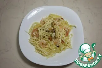 Рецепт: Паста с морепродуктами в сливочном соусе