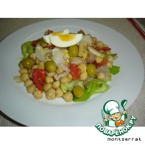 Рецепт: Салат из турецкого гороха и соленой трески - ensalada de garbanzos y bacalao