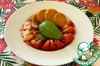 Рецепт: Салат Гуакамоле с креветками и бататом