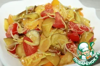 Рецепт: Салат из помидоров с солеными огурцами