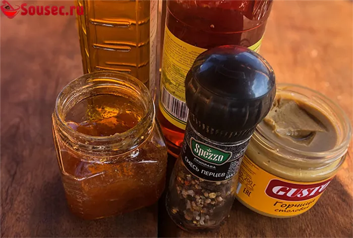 Состав продуктов для классического медового соуса