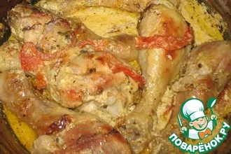 Рецепт: Куриные голени в сметанно-чесночном соусе