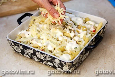 Макаронная запеканка с овощами, сыром и крабовыми палочками VIČI, Шаг 07