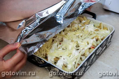 Макаронная запеканка с овощами, сыром и крабовыми палочками VIČI, Шаг 08