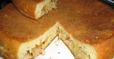 Быстрый пирог с капустой и куриным филе на ряженке