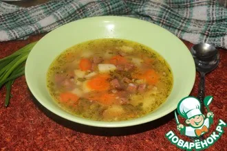 Рецепт: Овощной суп с фасолью и колбасой