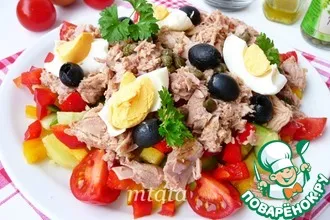 Рецепт: Салат из тунца с овощами