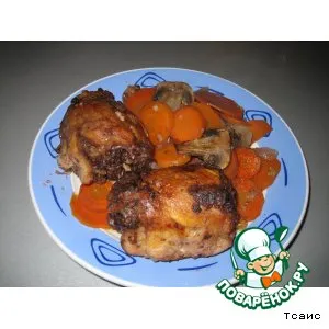 Рецепт: Ореховая курица с гарниром из моркови