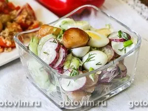 Салат с гребешками и овощами
