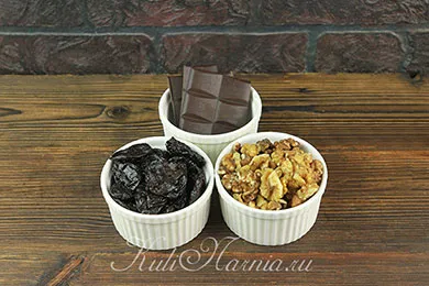 Ингредиенты для конфет чернослив в шоколаде