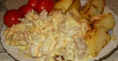Куриные желудки в домашнем чесночном соусе