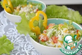 Рецепт: Постный салат из риса с зеленой фасолью
