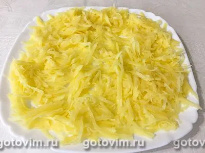 Мясные стожки из фарша с картофелем, яйцом и сыром, Шаг 04