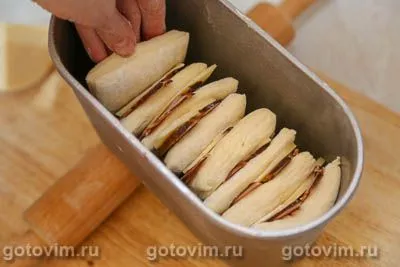Отрывной хлеб-гармошка с сыром и ветчиной, Шаг 05