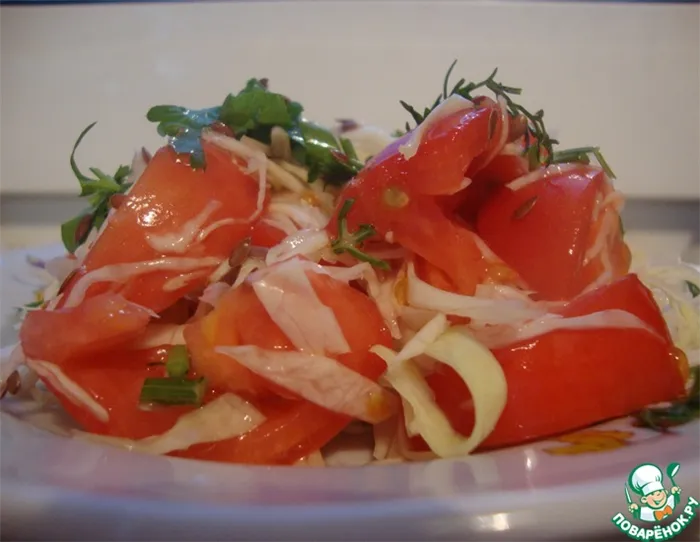 Рецепт: Салат из капусты и помидоров