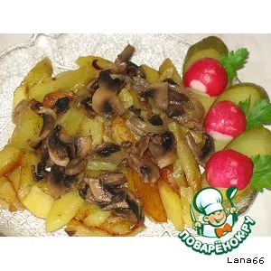 Рецепт: Жареный картофель с грибами