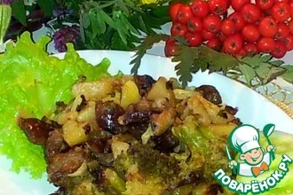 Рецепт: Жареные грибы с картофелем и брокколи