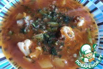 Рецепт: Суп постный с гречей, цветной капустой и фасолью