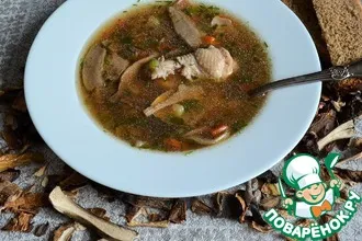 Рецепт: Куриный суп с сушёными белыми грибами