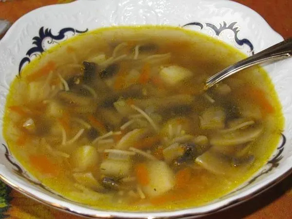 грибной суп на курином бульоне