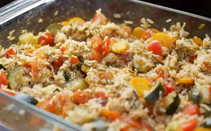Как приготовить рис с овощами в духовке рецепт